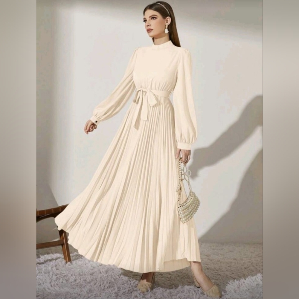 SHEIN Cream Long Sleeve Maxi Dress - Picture 4 of 12